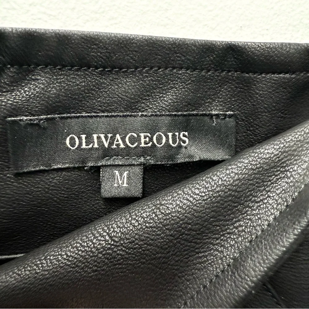 Olivaceous Faux Leather Mini Skirt, Black | Size Medium